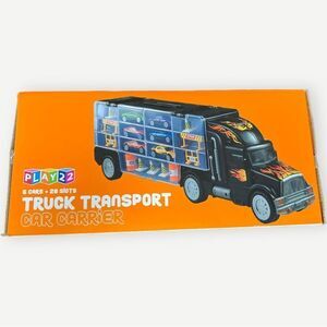 Play22 Truck Transport Car Carrier Toy. 6 Cars. Storage Slots. NEW IN BOX.